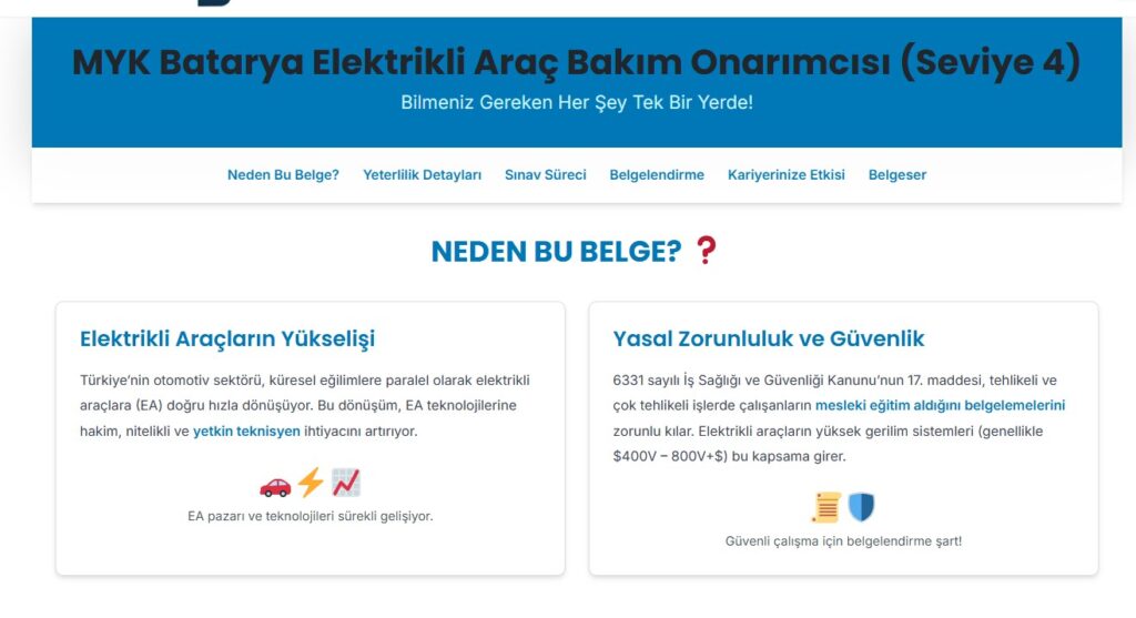 elektrikli arac mesleki yeterlilik